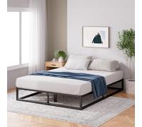 Zinus Joseph Letto 140x190 cm - Strutura letto 25 cm di altezza con contenitore sotto il letto - Struttura letto a piattaforma in metallo con supporto a doghe in acciaio - Nero