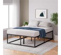 Zinus Joseph Letto 140x190 cm - Strutura letto 46 cm di altezza con contenitore sotto il letto - Struttura letto a piattaforma in metallo con supporto a doghe in acciaio - Nero