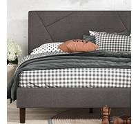 Zinus Judy Letto 160x190 cm - Struttura letto 35 cm di altezza - Struttura letto a piattaforma imbottita con testata e supporto a doghe in legno - Grigio