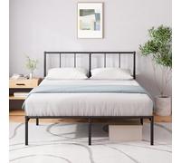 Zinus Justin Letto Matrimoniale - Letto 160x190 - Durevole base in metallo con testata - Altezza 30cm - Rete a doghe in metallo inclusa - Spazio di archiviazione sottostante - Design moderno -Nero