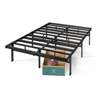 Zinus Justin Letto Rete Una Piazza e Mezza 120x190 cm - Struttura Letto con Doghe in Metallo Incluse - Altezza 36 cm con Spazio Sottostante - Facile da Montare - Nero