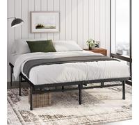 ZINUS Justin - Struttura per letto matrimoniale, 135 x 190 cm, altezza 36 cm, struttura letto in metallo con contenitore e supporto a doghe in acciaio, colore nero