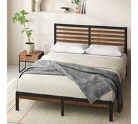 ZINUS Kai - Struttura letto matrimoniale, 135 x 190 cm, altezza 23 cm, struttura letto in bambù e metallo con supporto a doghe in acciaio, marrone e nero