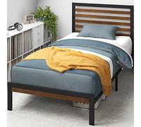 Zinus Kai - Telaio per letto in bambù e metallo, altezza 23 cm, supporto a doghe in acciaio, facile montaggio, 90 x 190 cm
