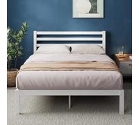 Zinus Leah - Letto matrimoniale 140 x 190 cm, altezza 36 cm, telaio per letto matrimoniale, in bambù con testiera, colore: bianco