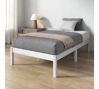 Zinus Letto Singolo in Bambù Ellie - 80x190 cm, Struttura Moderna e Leggera con Rete a Doghe in Legno, 35,5 cm di Spazio di Archiviazione Sotto il Letto, Design Ecologico - Colore Bianco