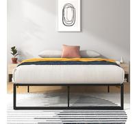 ZINUS Lorelai - Struttura per letto matrimoniale, 135 x 190 cm, altezza 36 cm, con contenitore sottoletto, struttura in metallo, colore: nero