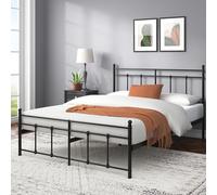 Zinus Nicholas - Letto 140 x 200 cm, altezza 31 cm, con spazio sotto il letto, telaio in metallo con testiera e pediera, colore: Nero