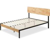 Zinus Olivia Letto 160x190 cm - Stuttura letto 36 cm di altezza - Letto a piattaforma in metallo e legno con supporto a doghe in legno