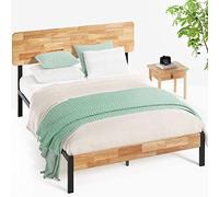 Zinus Olivia Letto 90 x 200 cm - Altezza 36 cm con spazio sotto il letto - Metallo e legno Piattaforma - Marrone naturale e nero