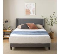 Zinus Sasha Letto 160 x 190 cm - 25 cm di altezzo - Letto matrimoniale - Struttura letto imbottita con testiera a dondolo - Grigio medio
