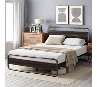 Zinus Soren Letto 160 x 190 cm - 31 cm di altezza - Letto matrimoniale - Struttura letto in metallo metallo e legno con testiera e pedier - Nero