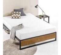 Zinus Suzanne Bed 160x190 cm - Altezza del telaio del letto 18 cm - Struttura letto a piattaforma in metallo e legno con supporto a doghe in legno - Marrone e nero
