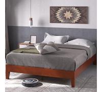 Zinus Wen Letto 140x190 cm - Struttura letto 30 cm di altezza - Struttura letto a piattaforma in legno deluxe con supporto a doghe in legno - Marrone