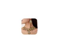 Zinx Jhumkas Set di orecchini indiani lunghi e tradizionali gioielli da donna, accessori regalo per festa di nozze, Metallo, Nessuna pietra preziosa