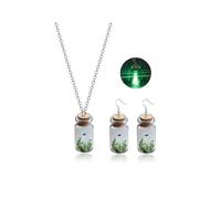 Zinx Set di orecchini con collana fantasma con ciondolo di Halloween Glow in the Dark Ghost Jewelry Costumi di Halloween Donna 2025 Halloween Gioielli Regali per le donne, Vetro, Nessuna pietra