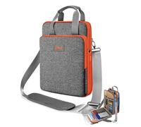 ZINZ Borsa a Tracolla per Laptop da Viaggio da 12,3-13 Pollici con Scomparto Espandibile e Scomparto per Oggetti di Valore -Bordo grigio-arancione