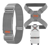 ZINZ Cinghia per valigia,valigia altamente elastica, marsupio regolabile, elastici con fibbie e altre applicazioni, Grigio Arancione Set