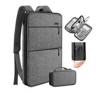 ZINZ Zaino da Viaggio per Laptop con Custodia Piccola per Notebook 15-16 pollici, Borsa Sottile ed Espandibile per Università, Lavoro e Pendolarismo (Unisex),Grigio scuro-Nero