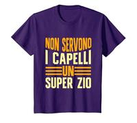 Zio Capelli Non Servono I Capelli per Essere Un Super Zio Maglietta, Bambini, Viola, 8 Anni