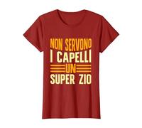 Zio Capelli Non Servono I Capelli per Essere Un Super Zio Maglietta, Donna, Mirtillo Rosso, XL