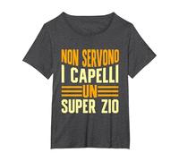 Zio Capelli Non Servono I Capelli per Essere Un Super Zio Maglietta, Donna Plus-Size, Grigio Scuro, 3X