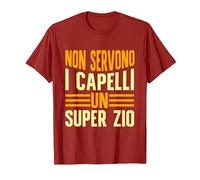 Zio Capelli Non Servono I Capelli per Essere Un Super Zio Maglietta, Uomo, Mirtillo Rosso, XL