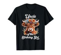 Zio Del Compleanno Ragazza Highland Cow Farm Famiglia Maglietta