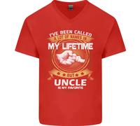 Zio Is My Favourite Divertente Festa Del Papà Uomo Scollo A V Cotone T-Shirt