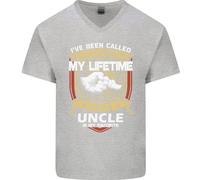 Zio Is My Favourite Divertente Festa Del Papà Uomo Scollo A V Cotone T-Shirt