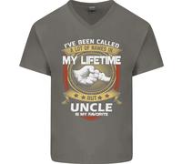 Zio Is My Favourite Divertente Festa Del Papà Uomo Scollo A V Cotone T-Shirt