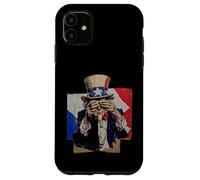 Zio Sam che si copre il viso in vergogna collage caos politico Custodia per iPhone 11