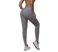 Zioccie Leggings da donna con scollo a V con schiena a V per sollevamento del sedere a vita alta e morbido collant da allenamento per palestra e yoga, grigio scuro, S