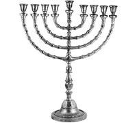 Zion Judaica Chanukah Menorah tradizionale extra large da utilizzare con candele spesse Shabbat o tazze d'olio dall'aspetto antico, per Shul, Sinagoga, Tempio alto 53,3 cm - Chanukiahs grandi