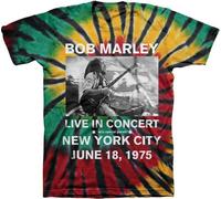 Zion Rootswear Bob Marley Live IN Nyc Rasta Rap Musica Cravatta Tintura Uomo Tee