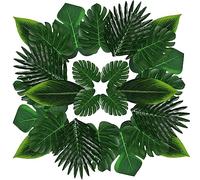 ZIOYA 48 Pezzi Foglie Finte per Decorazioni 5 Tipi Foglie di Palma Artificiali Monstera per Festa Hawaiana Giungla Spiaggia Decorazioni Tropicali Festa (5 Taglie)