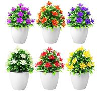 ZIOYA 6 Pezzi Piante Artificiali Fiori in Vaso Interno Esterno Pianta Artificiale Piccola Piante Fiori Finti con Vasi Pianta Fiore Artificiale per Ufficio Composizioni Floreali DIY