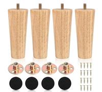 ZIOYA Gambe per Mobili 4 pezzi Gambe per Mobili in Legno 15 cm Piedini per Mobili Gambe per Tavolo Legno con Piastra di Montaggio, Pad Antiscivolo e Viti Adatto per Divani, Tavoli, Armadi