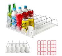 ZIOYA Lattina Organizzatori Automatico Dispenser Lattine Larghezza Regolabile con Rulli Scorrevoli Automatici Frigorifero Organizer Birra 25 Bottiglie per Frigorifero Cucina Dispensa