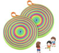 ZIOYANE Confezione da 2 corde per saltare piatte elastiche di colore arcobaleno, in gomma resistente, per giochi per bambini all'aperto, giocattolo classico nostalgico