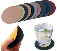 ZIOYANE Set di 12 sottobicchieri double face in ecopelle antiscivolo in 12 colori per casa, bar e ufficio