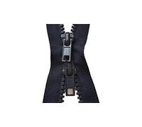 Zip con doppio cursore, colore a scelta:nero/blu navy/cachi Apribile, separabile,a scorrimento, in plastica iniettata,a cerniera,2 cursori per doppia apertura dall'alto e dal basso.Bleu Marine,65 cm