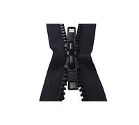 Zip con doppio cursore, colore a scelta: nero/blu navy/cachi Apribile, separabile, a scorrimento, in plastica iniettata, a cerniera, 2 cursori per doppia apertura dall'alto e dal basso., Nero , 75 cm