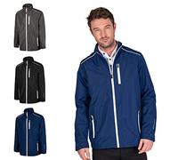 Zip Isola Verde uomo tramite il rivestimento impermeabile, Navy/Bianco, Grande
