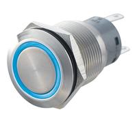 Zip Switch LAS1-AGQ-11E Blu 19mm IP67 Vandalo Resistente Spst On-On LED Blu