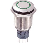 Zip Switch Las2gqf-22e/G / 12v / N/P 16mm IP67 Vandalo Dpdt LED Verde IN Ottone