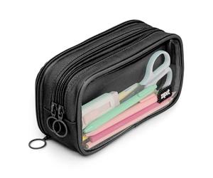 ZIPIT Astuccio metà e mezzo | Astuccio grande capacità | Astuccio per scuola, università e ufficio, Nero, Pencil case, Astuccio