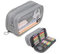 ZIPIT Half & Half Astuccio Scuola, con Scomparto Trasparente, Grigio