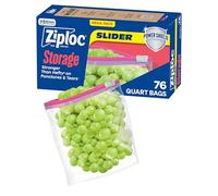 Ziploc Borse del cursore di stoccaggio dell'alimento di quarto, tecnologia dello schermo di potere per più durevolezza, conteggio 76