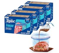Ziploc Quart - Sacchetti per congelatore, design aperto con fondo rialzato, facili da riempire, 152 sacchetti in totale